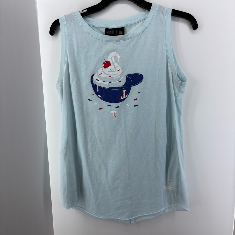 Baseballism Tank Top, Texas Rangers with Ice Cream Hat Design, Women's Large